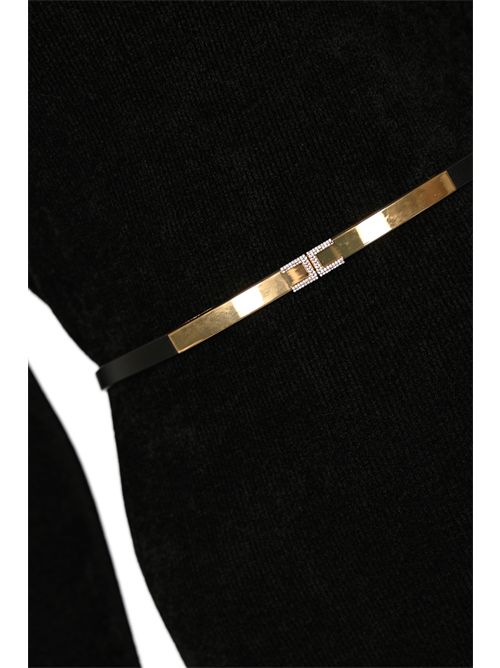 Abito in ciniglia con cintura Red Carpet Nero Elisabetta Franchi | AM34S57E2110